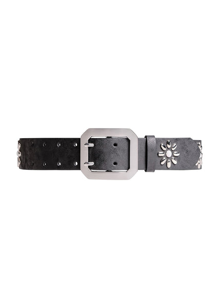 The Ranger Belt in Ash Grey — Studded Vegan Leather Belt | ABRAHAM