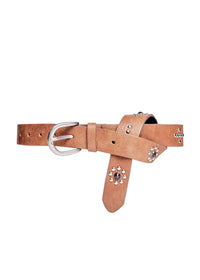 Extended Stud Belt in Saddle Brown