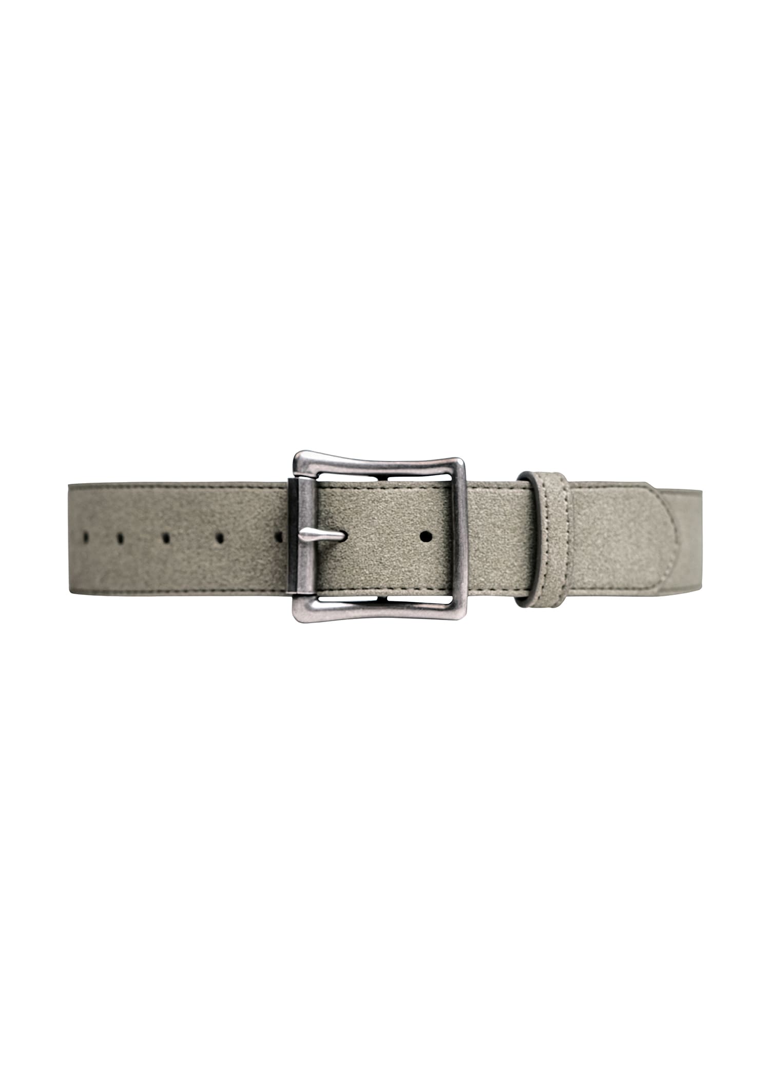 Suede Leather Belt in Olive Green