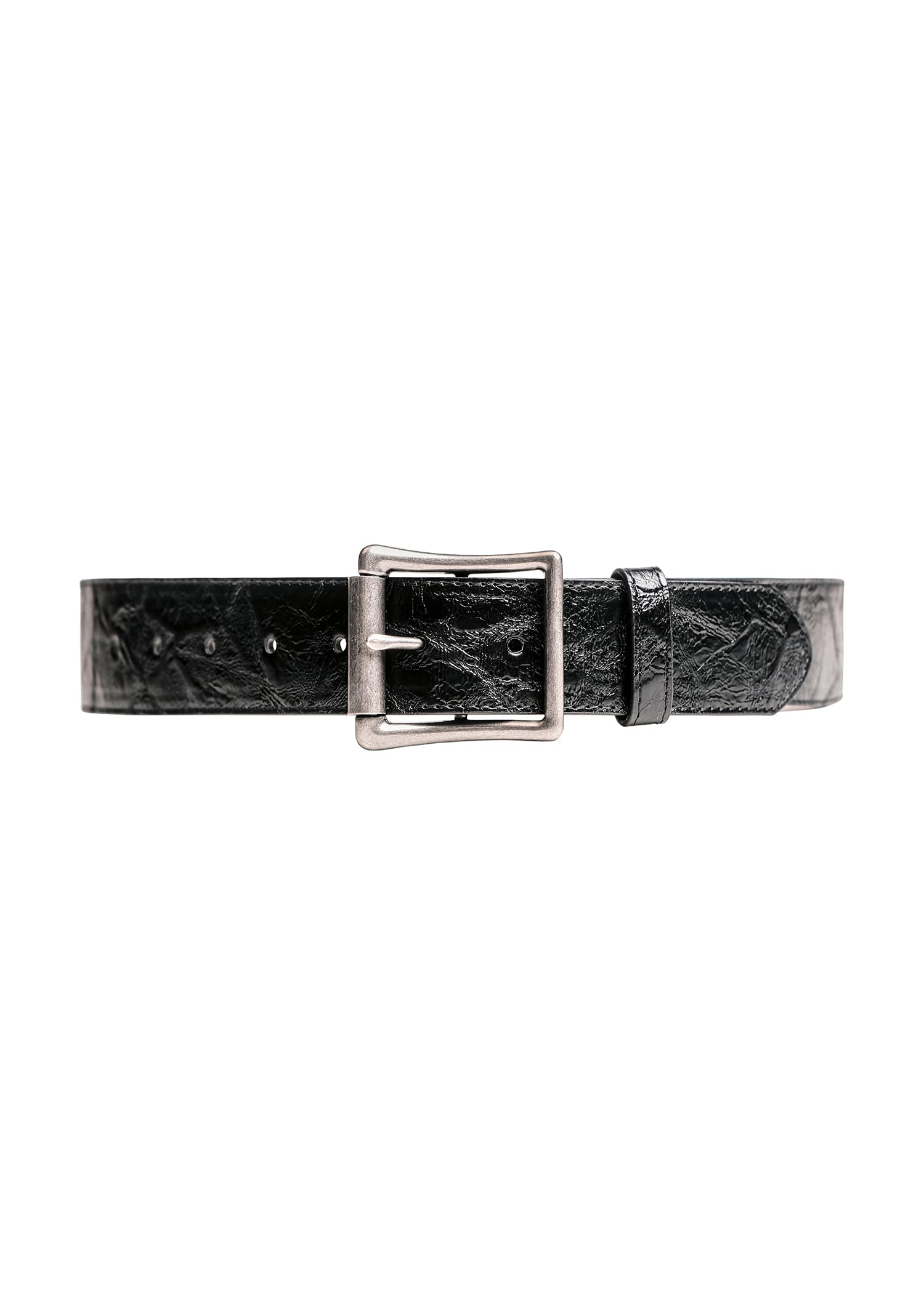 Cracked Leather Belt in Obsidian
