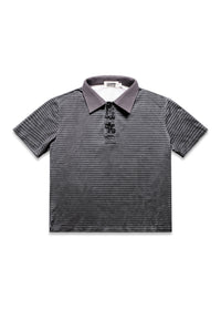 Scattered Stripe Polo in Black