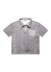 Scattered Stripe Polo in Grey