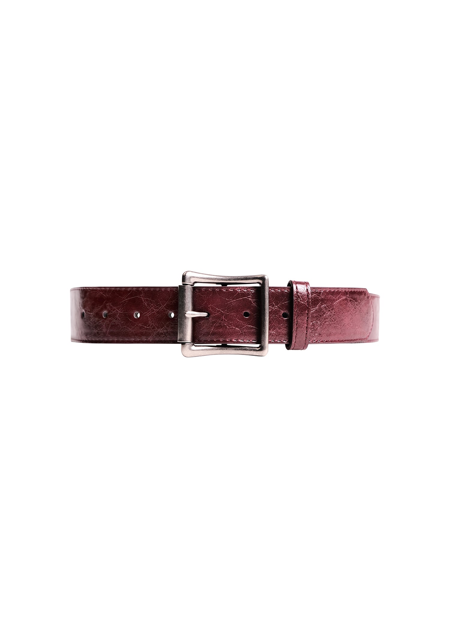 Cracked Leather Belt in Wine